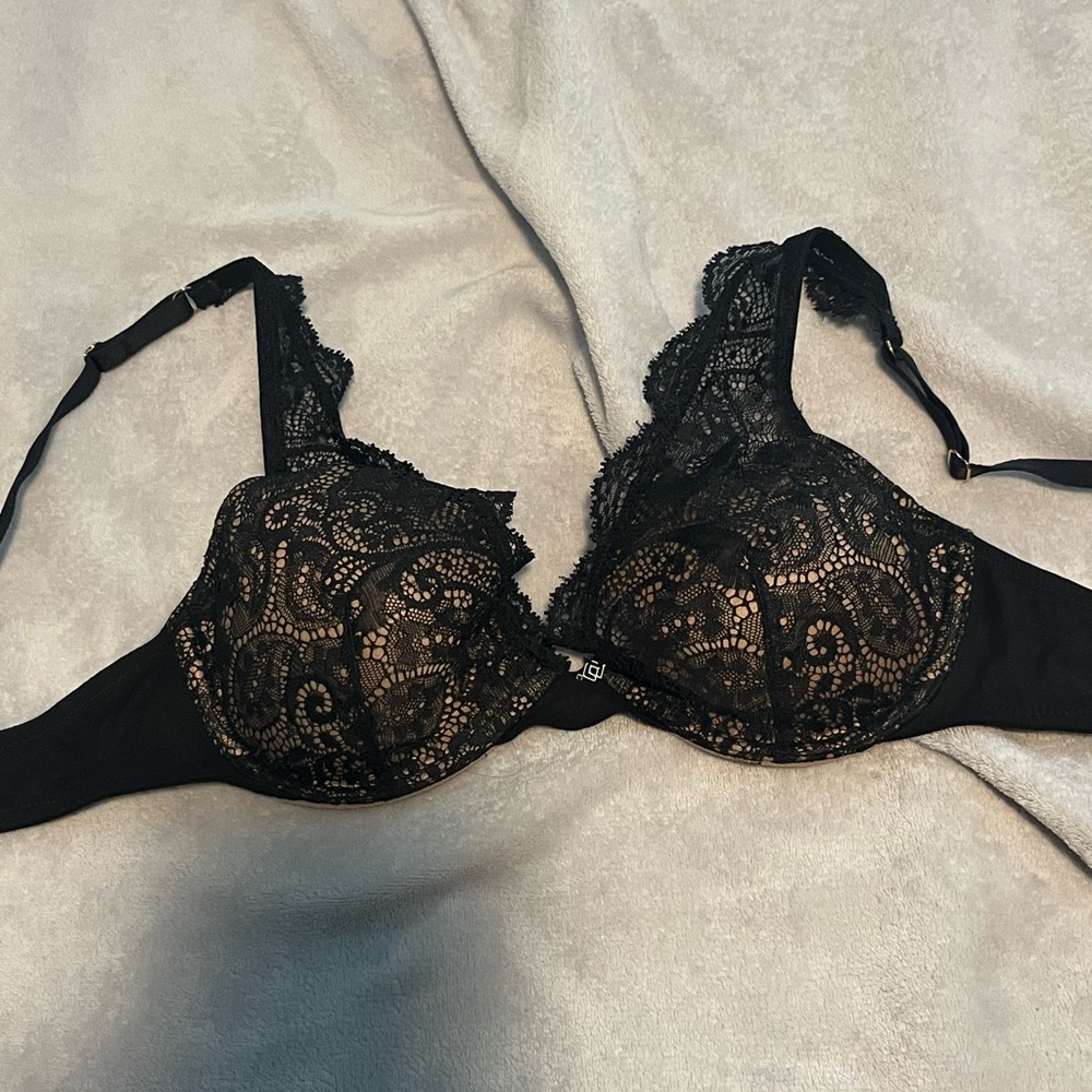 Third Love black lace contour plunge push up bra - size 30D - like new!